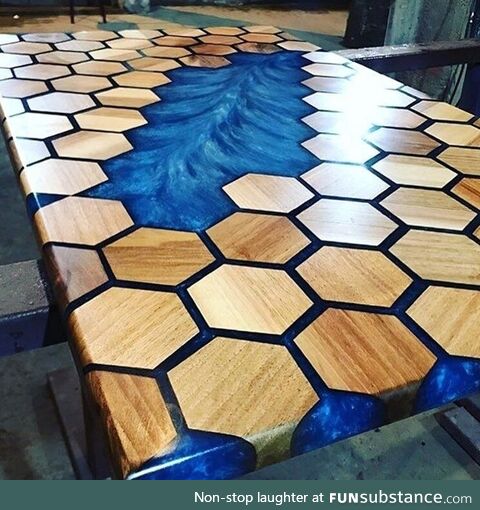 Blue epoxy table