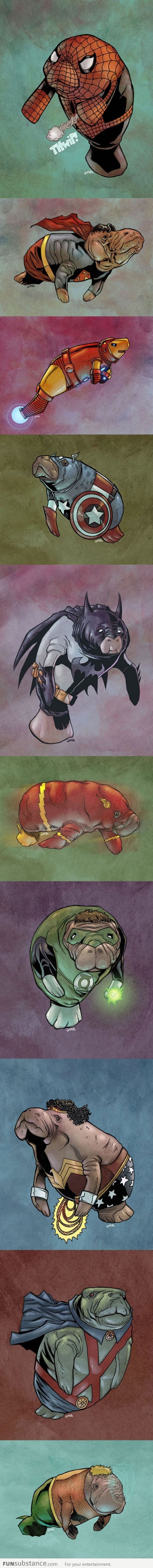 Superheroes as Manatees