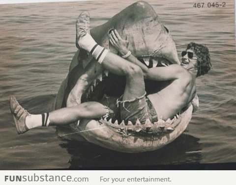 Young Steven Spielberg on the set of Jaws