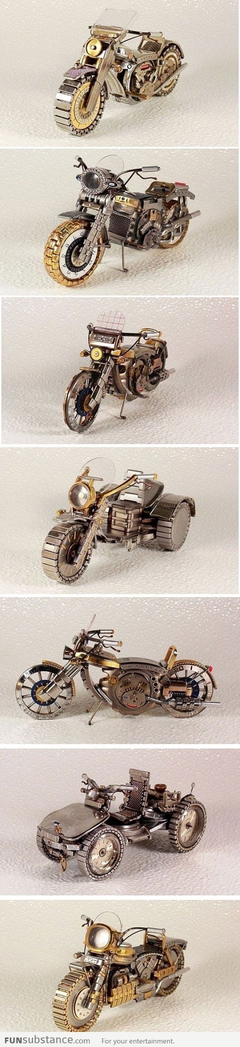 Cool bike models made out of old watches