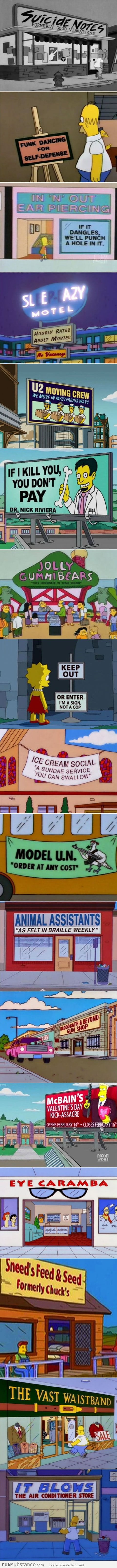 Best signs seen on The Simpsons