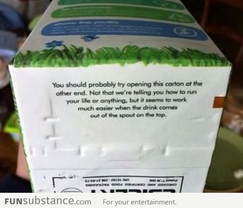 A very polite milk carton