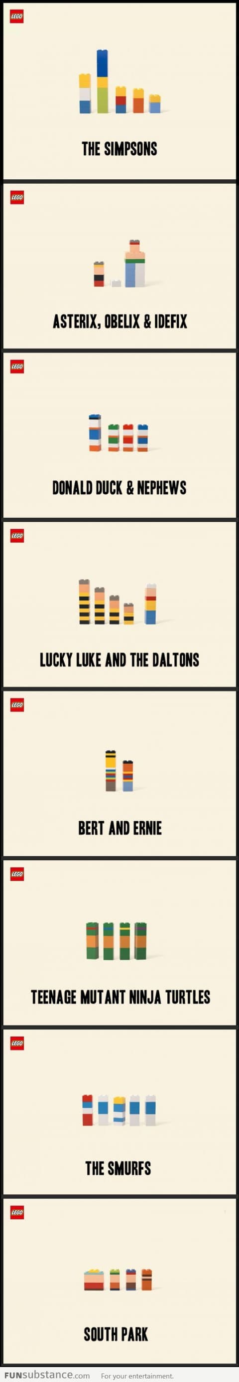 Minimalistic Lego Cartoon Characters