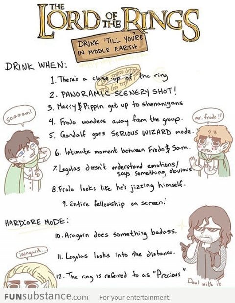 The Lord of the Rings drinking game