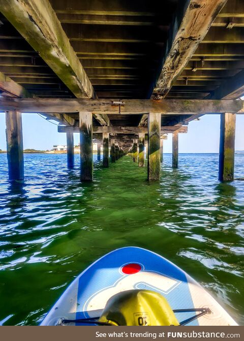 A photo under a Wooden Bridge in Dublin, Ireland