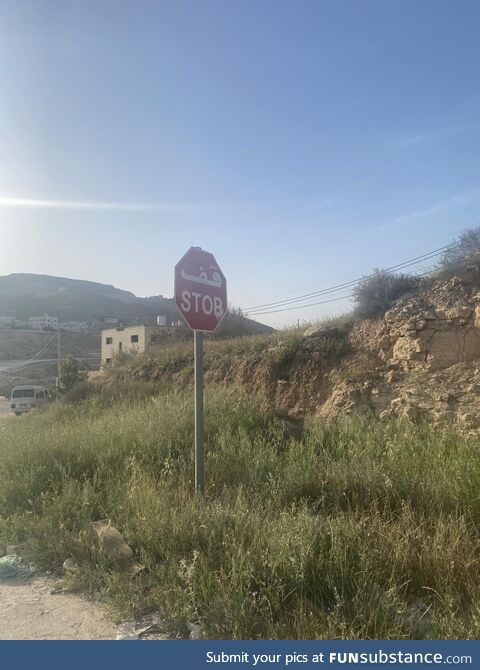 Someone in Amman, Jordan “corrected“ this stop sign