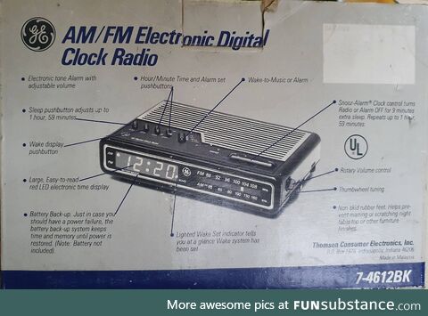 The immortal, the ever-present, vintage 80s GE alarm clock radio's original box!