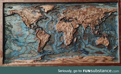 World map made of wood