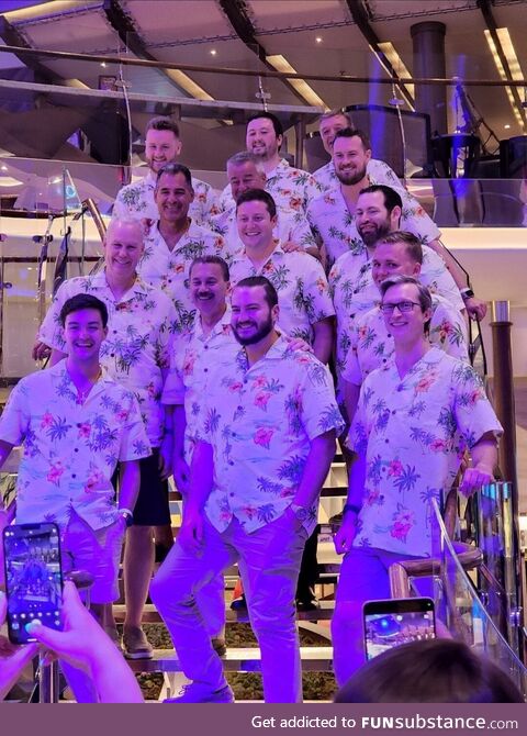 Passed these guys last night on my cruise. Their wives all secretly bought them matching