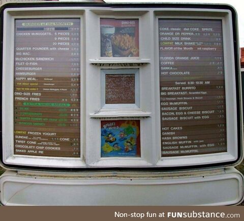 1993 McDonald's Menu