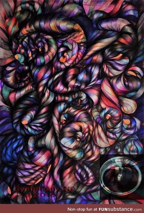 Symphony N9, me ,ballpoint pens , 40x60cm ,2015