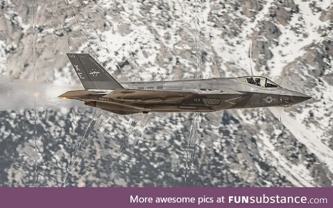 Shockwaves forming around an F-35