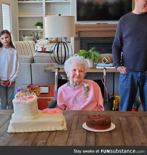 Hi  today is grans 100th birthday and she wanted to show off her hairdo for such a