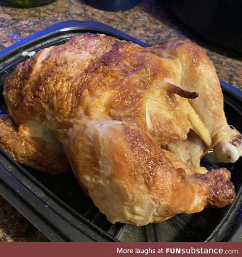 Costco rotisserie chicken was ready to party today