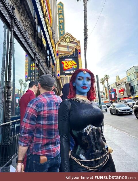 Mystique (as Cosplayed by Grace McClung), at the premiere of "X-MEN '97"