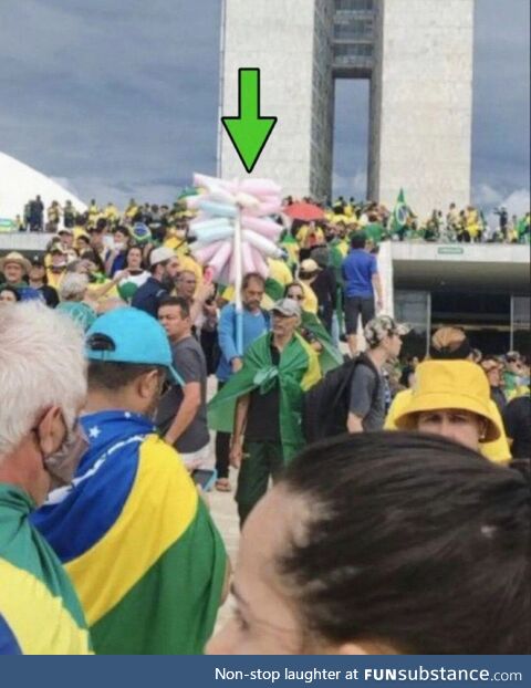 Cotton candy in a middle of riot, only in Brazil