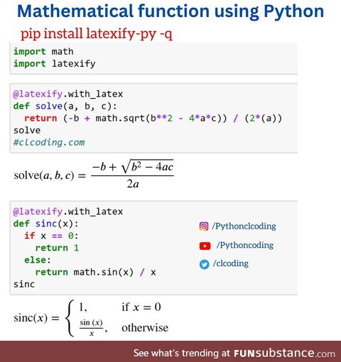 mathematicalFunctionUsingPython