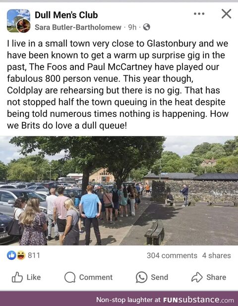 How we brits do love a dull queue!