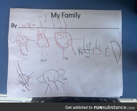 Our 4 year old drew an interesting interpretation of our cat