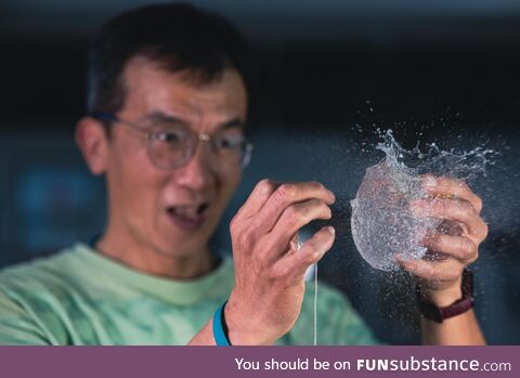 The instant a water balloon pops