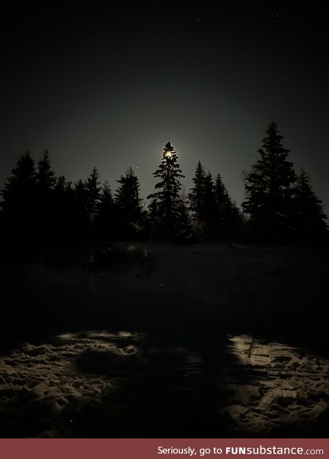 The Wolf Moon on a crisp Canadian night