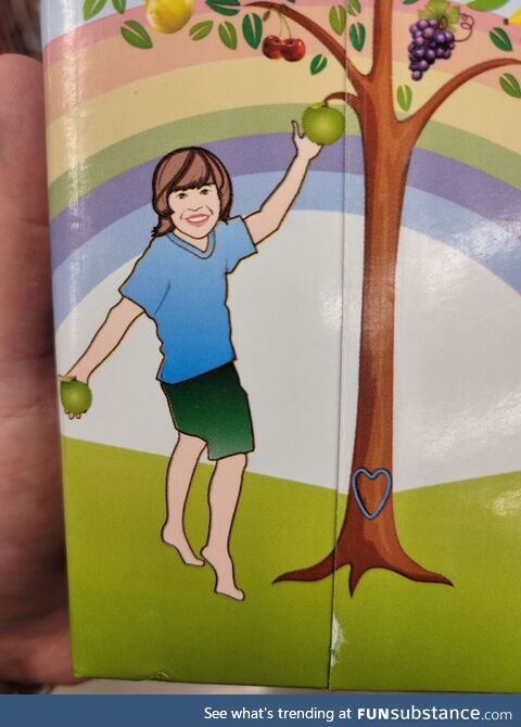 This organic apple juice mascot