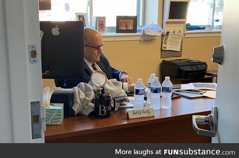 1 year ago today: Rudy prepares in the owner's office at Four Seasons Total Landscaping