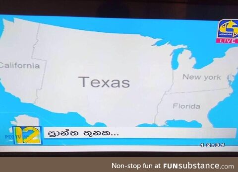Map of the U.S according to a Sri Lankan news channel