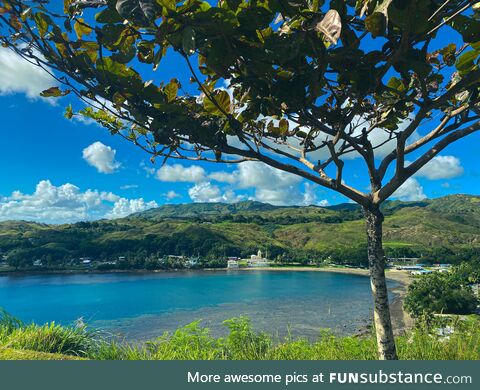 [OC] Overlook of a small town on an island in the Pacific Ring of Fire