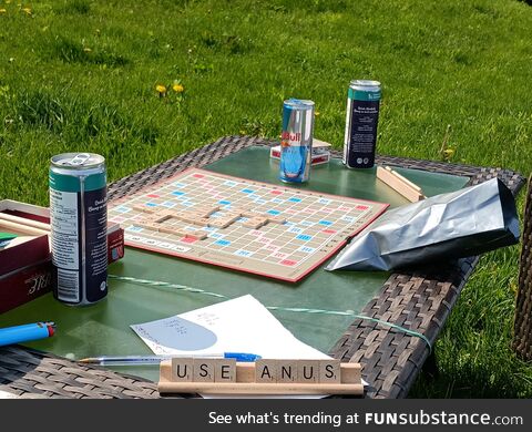 Nice afternoon playing Scrabble with the missus
