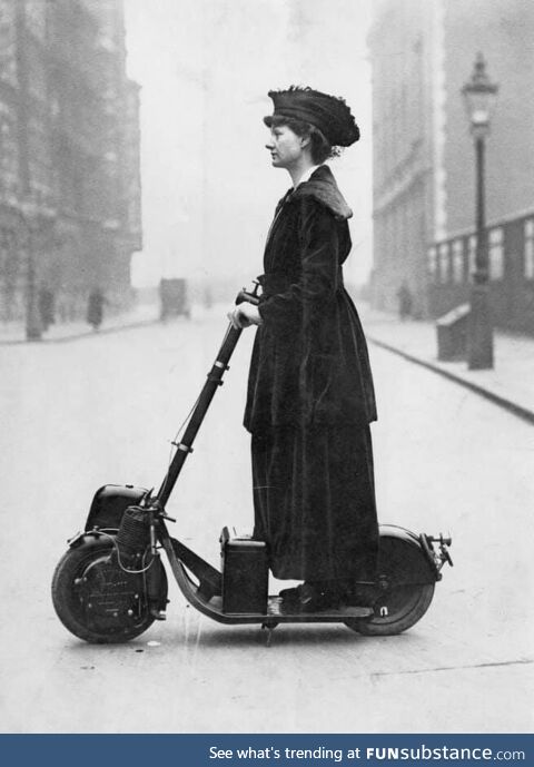 Think you're living in the future with your elscooter? Lady Florence Norman scooting to