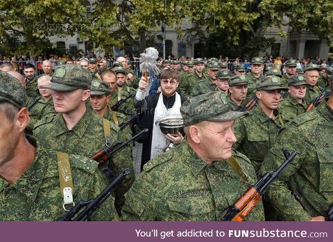 Russian conscripts before entering combat
