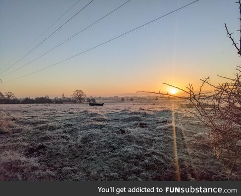 Winter morning arrives in Kent, UK
