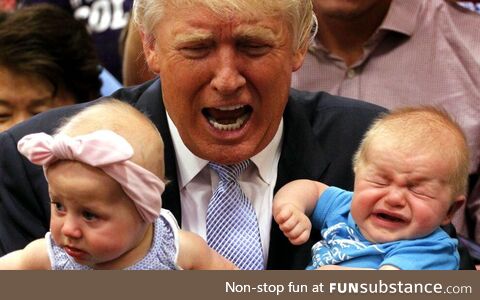 A picture of 3 crying babies