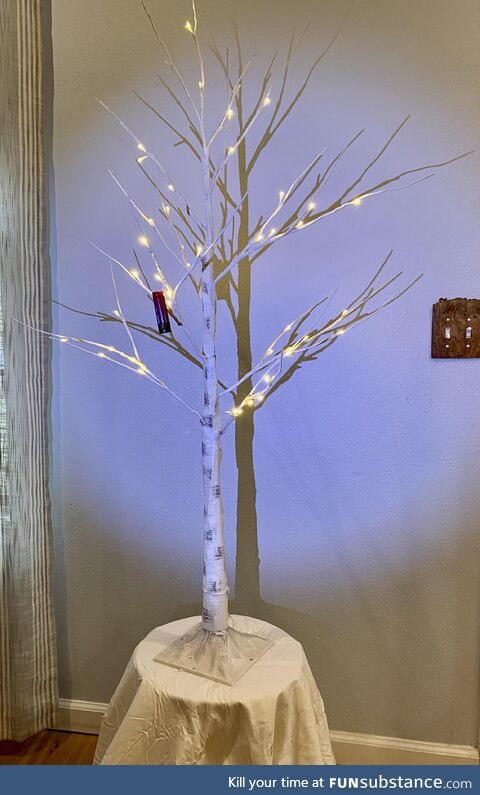 My tree also from my single dad days. Guess the theme…