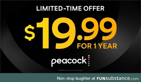 Enjoy one year of hit movies, exclusive Originals, live sports and more on Peacock for