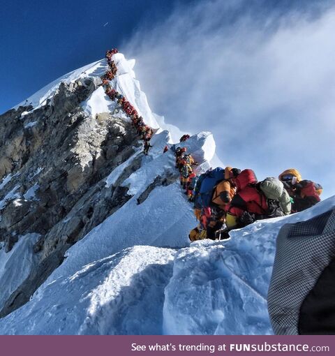 Hilary step, mt. Everest, nepal. 2019