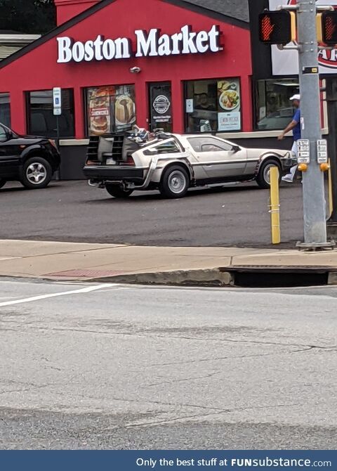 Imagine inventing a time machine just to go to Boston Market