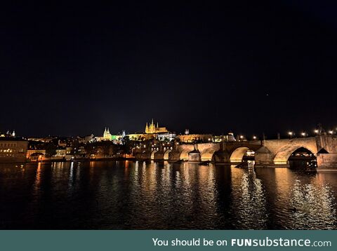 Charles Bridge in Prague at night