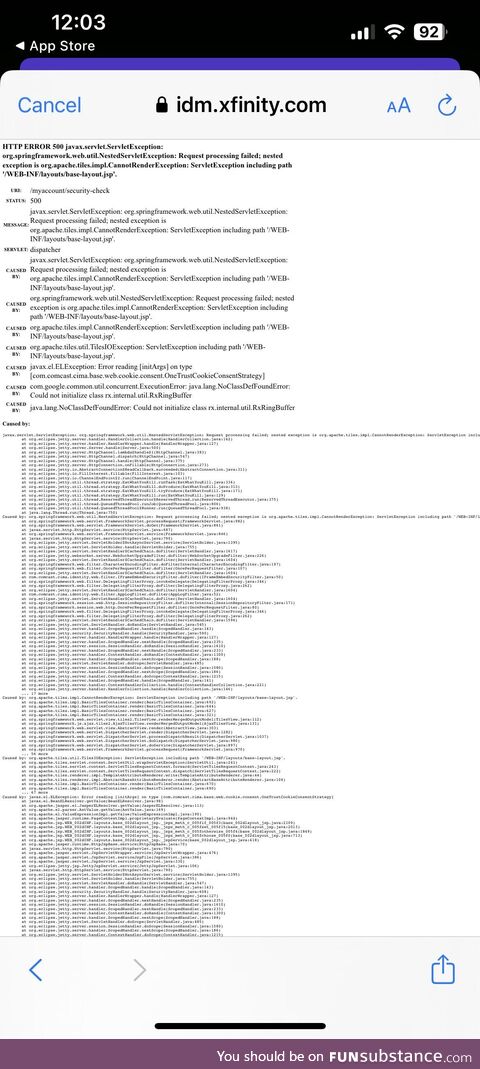 xfinityJustDumpsAJavaStackTraceOnMe