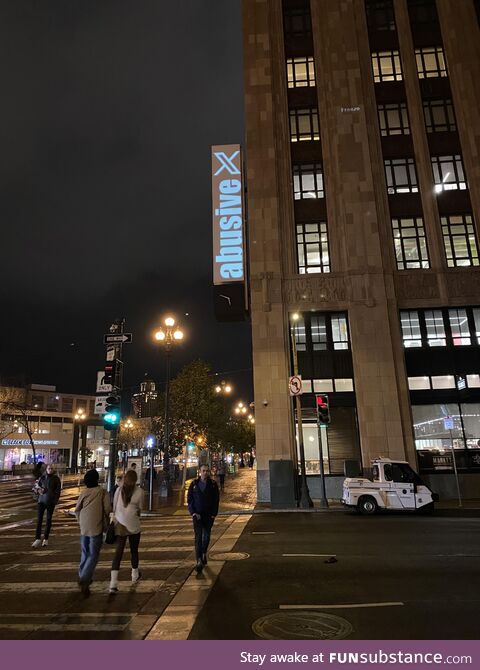 Projection on ex-Twitter HQ in San Francisco