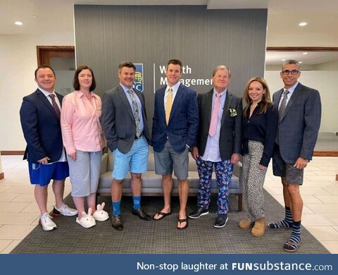 The company asked them to come to work with clothes they used to wear on their zoom