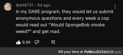 No, but he takes 40 Benadryls