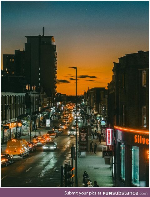 This sunset in London, England. On Portra film through a Leica M3