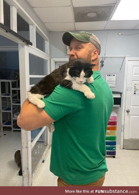 Oscar is new to the shelter, just came from foster, and is only happy when being held