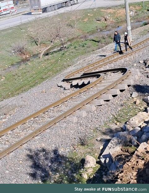 Railway track after the recent earthquake in Turkey