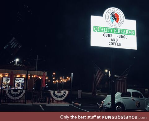 TIL at this store in Alabama, you can buy guns, ammo, fudge and coffee in one