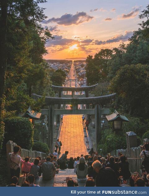 Japan’s Road of Light which happens when the sun perfectly aligns with the road