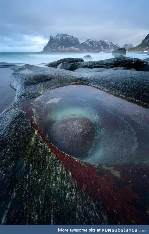 The Dragon’s Eye on Uttakleiv Beach, Lofoten Islands, Norway