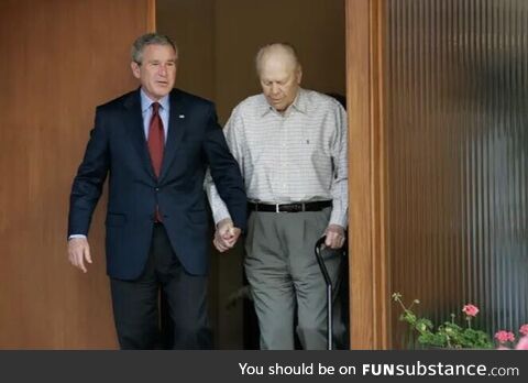 George Bush visiting Gerald Ford 8 months before his death (pic from April, 2006)